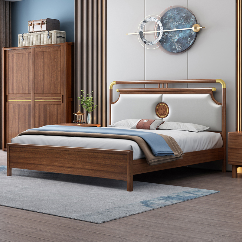 5米大床现代简约卧室软包床头1.8m双人主卧床中式床婚床