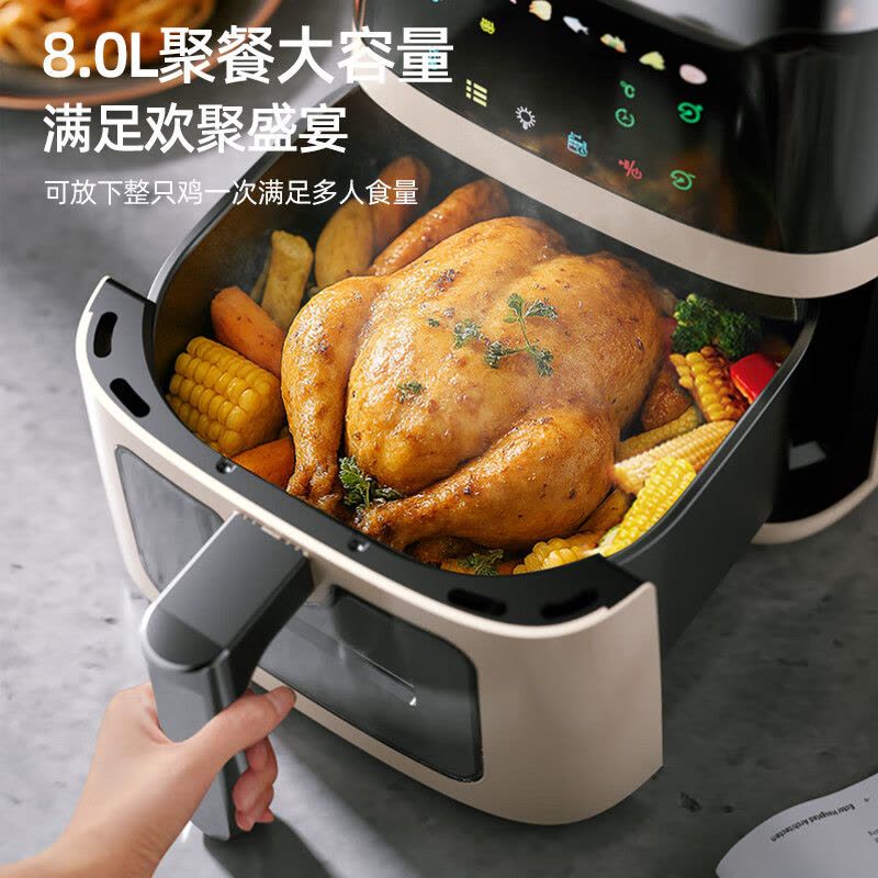 迈卡罗(MACAIIROOS)MC-KL518家用8升大容量可视空气炸锅蒸汽嫩烤电烤锅多功能触屏薯条机图片