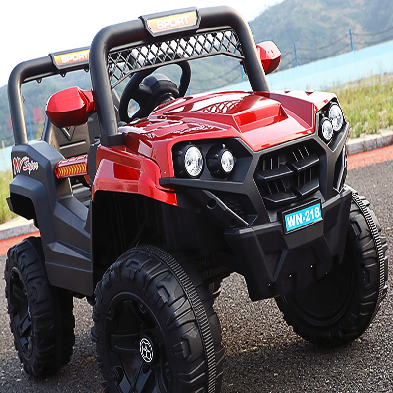 智扣儿童电动车小孩可坐人四轮遥控玩具汽车男女宝宝带摇摆四驱越野车