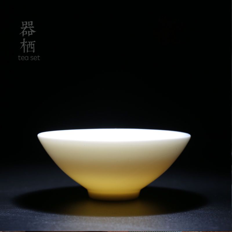 羊脂玉白瓷斗笠杯陶瓷茶杯玉瓷品茗杯功夫茶具小杯子单杯德化白瓷玉瓷