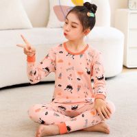 儿童秋衣秋裤内衣套装棉男女童中大童小孩棉睡衣棉毛衫秋_500 130建议身高120-128cm 道奇蓝八秋衣-花花女孩