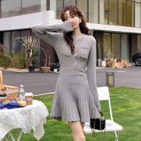 唐狮小香风法式连衣裙女气质名媛风高级感女装新款百褶裙毛衣裙yd