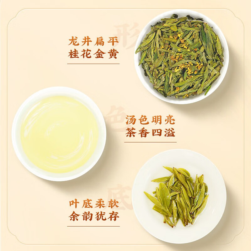 狮峰牌桂花龙井绿茶罐装250g+桂花九曲红梅红茶罐装250g组合装茶叶杭州特产高清大图