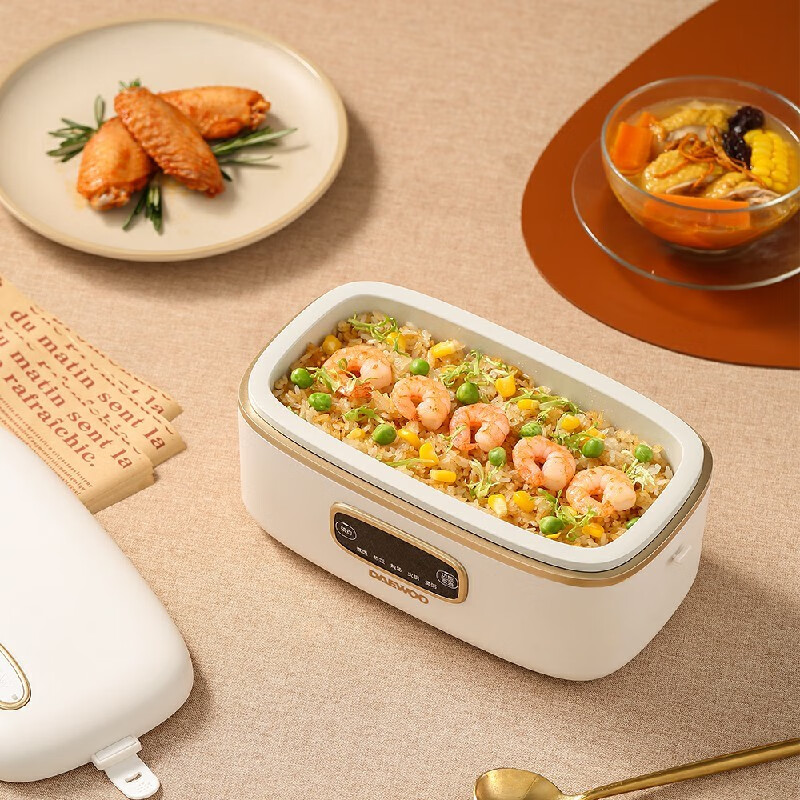 大宇(DAEWOO)电热饭盒上班族办公室便携式迷你保温饭盒 DYFH-15D 米白