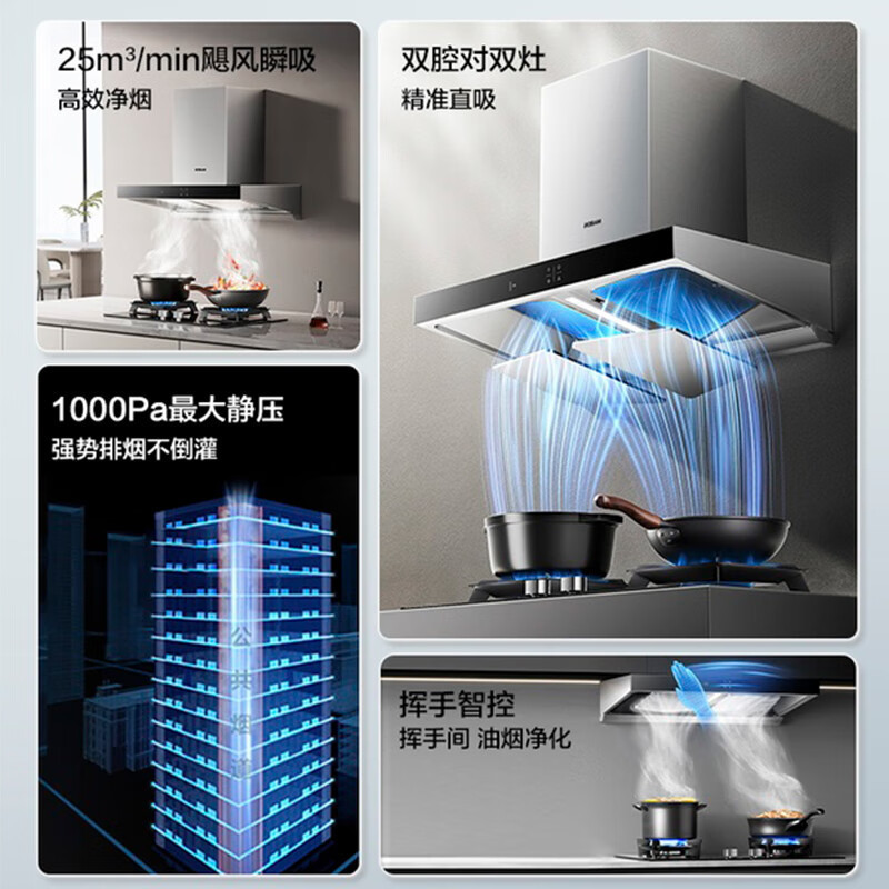 老板(Robam)25m³欧式变频双腔1000Pa静压油烟机灶具套装 烟灶套餐65X3S+57B0X 天然气高清大图
