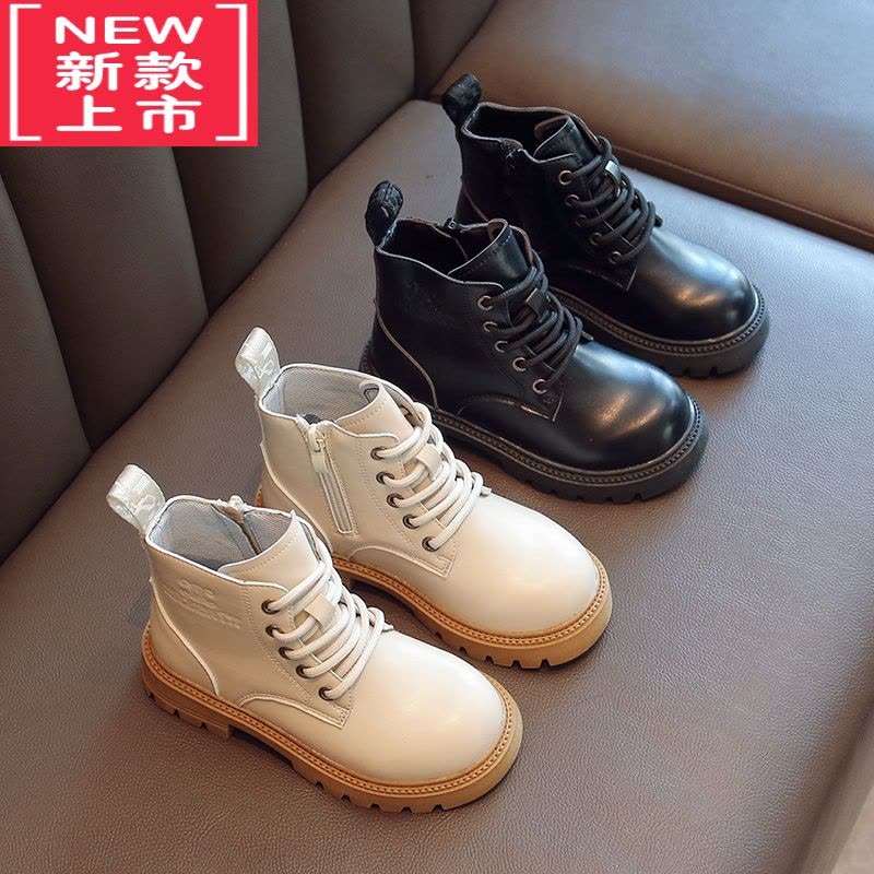 可莉允女童马丁靴中大童单靴2022秋冬款洋气儿童靴子炸街小短靴男童皮靴图片