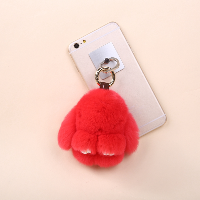 兔正版小兔子真獭兔毛小兔子挂件小号毛绒兔手机包包挂饰8厘米大红色