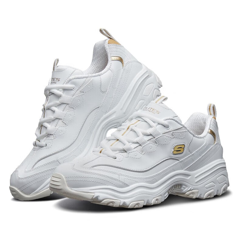 斯凯奇休闲鞋男鞋低帮白色熊猫鞋厚底增高板鞋秋季新款户外运动鞋小白