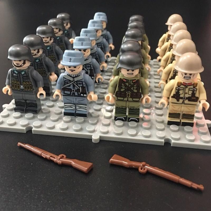 乐高积木军事小人男孩子军事人仔儿童匹配乐高拼装玩具 德军12人12枪