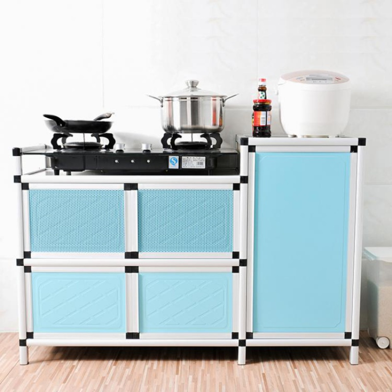 厨房灶台柜组装橱柜简易经济型家用组合铝合金移动厨柜简易厨房柜 两