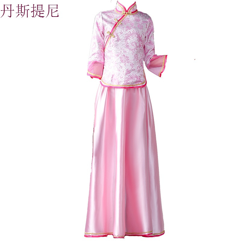 中式伴娘礼服女中国风复古姐妹团晚宴秀禾敬酒服古装演出服拍照