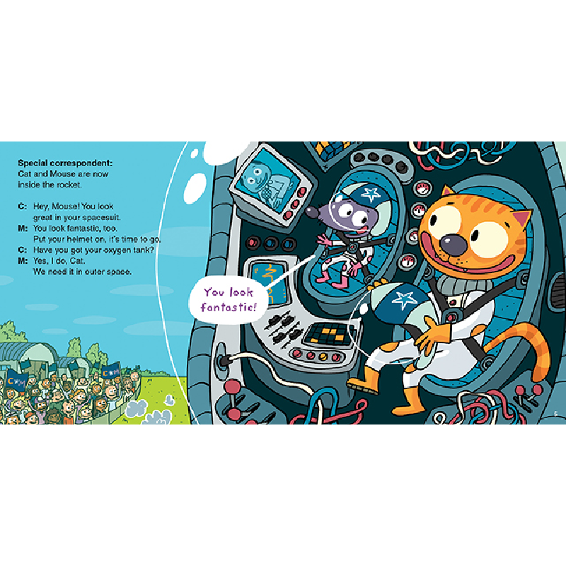 正版新书]大脸猫和卷尾鼠:太空遇险记 [3-6岁]斯蒂芬·胡萨尔978高清大图