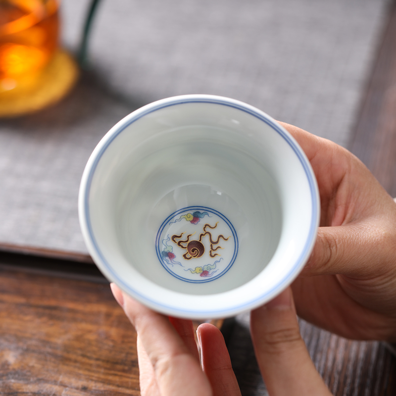MULTIPOTENT主人杯功夫茶杯羊脂玉瓷陶瓷龙年压手杯薄胎瓷品茗杯伴手礼盒高清大图