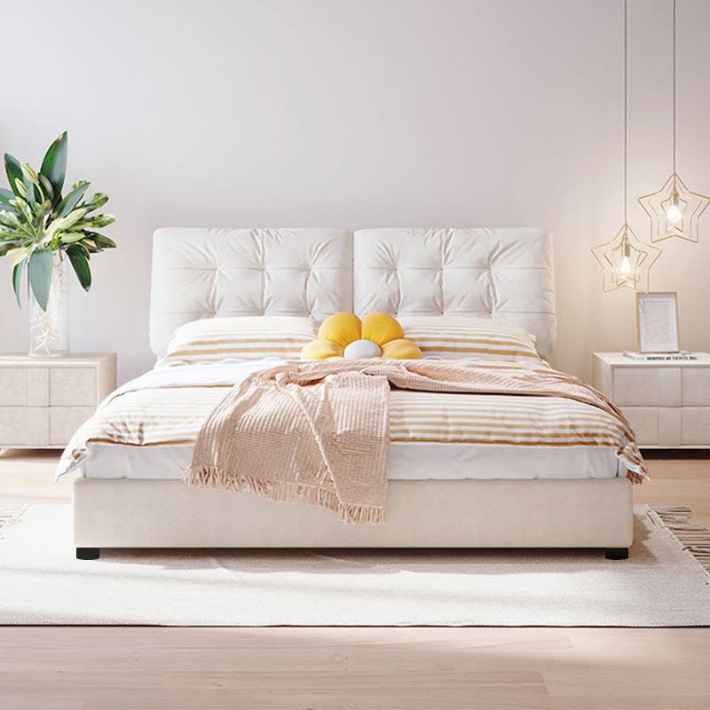 欧梵森 床 意式双人床轻奢科技布美式软床1.5米主卧床家用储物床婚床1.8米北欧软包床欧式大床现代简约大小户型图片