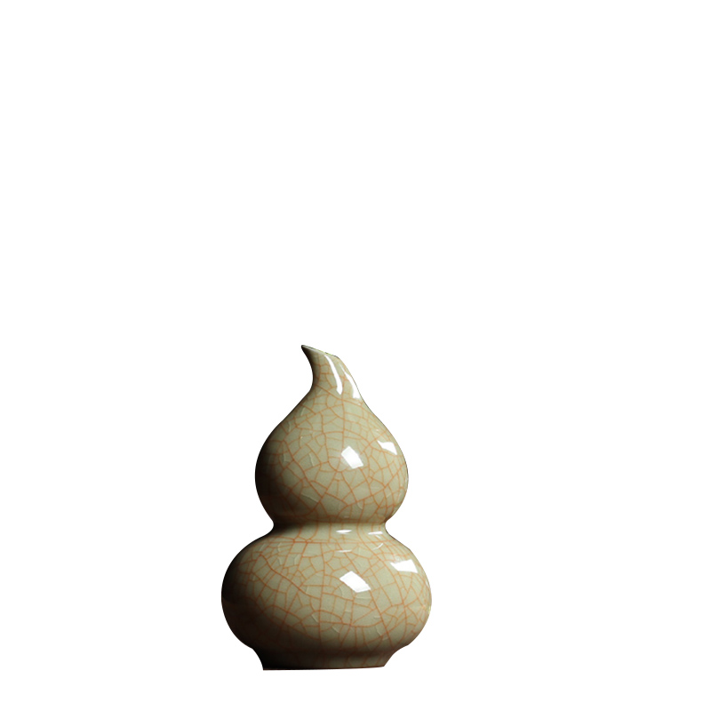 精品花器小花瓶手工葫芦水培小花插陶瓷家居个性茶道摆件 三维工匠 桔红色弟窑梅子青高清大图