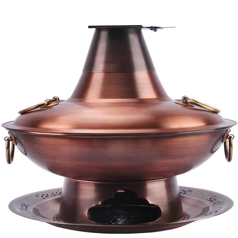 纳丽雅naliya分体铜老式木炭铜火锅老北京紫铜加厚铜锅家用火锅商用