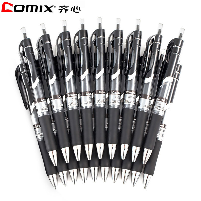 齐心(comi) EB35 按动中性笔0.5mm 水笔 签字笔 黑笔 黑油笔 水性笔 走珠笔 考试笔 办公笔 商务中性笔