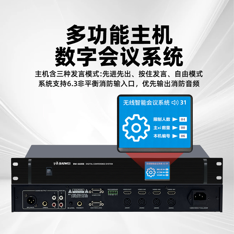 百威(baiwei)BW-6600E专业手拉手会议话筒代表麦克风大小型会议室工程讨论型桌面台式话筒单元(代表1)高清大图