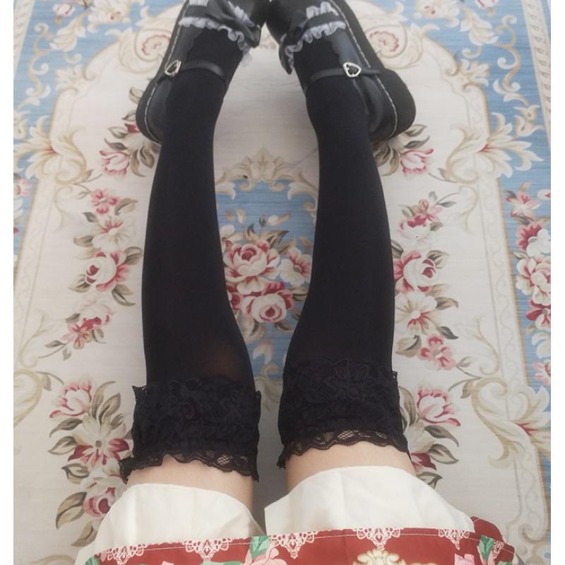 suntek日系夏lolita高筒丝袜蕾丝花边女白色长筒袜洛丽塔长袜瘦腿jk
