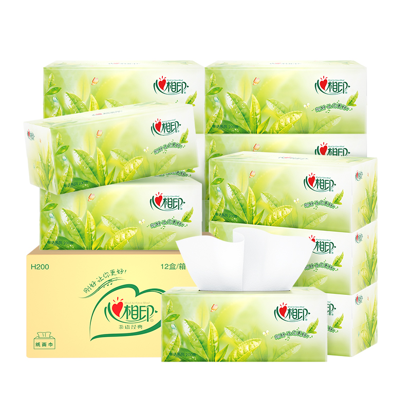 心相印茶语系列200抽盒装纸面巾12盒整箱H200(箱装)