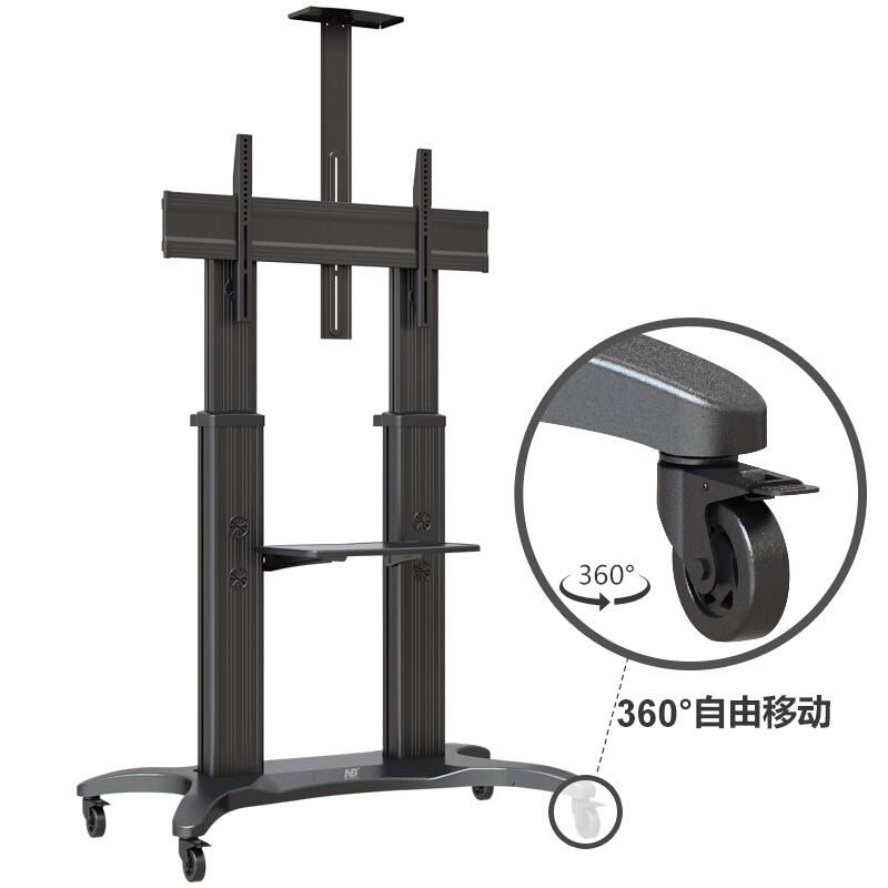 NB AVF1800-70-1P(55-80英寸)移动电视机支架视频会议落地推车培训商显教学触摸一体机挂架支架通用 黑色