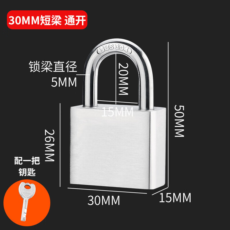 SPZC BXG30MM 30mm*20mm 不锈钢叶片挂锁 (计价单位:个)高清大图