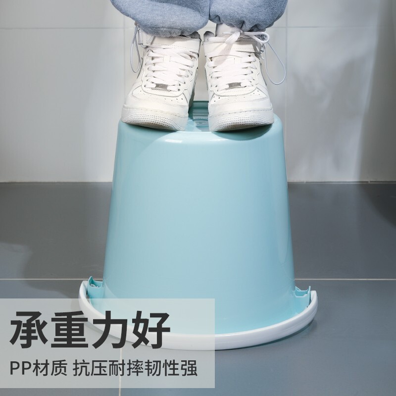 茶花(CHAHUA)水桶带盖家用储水用塑料桶大号圆桶加厚洗澡桶手提学生宿舍用 21L有盖水桶 浅蓝色0236-A高清大图