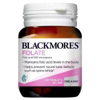 BLACKMORES 澳佳宝 Folate 叶酸片 片剂 90粒 1瓶 500mcg 孕前孕期助孕备孕天然叶酸 澳洲进口