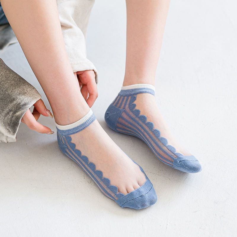 袜子女夏季薄款网红玻璃丝水晶丝袜韩版短袜浅口可爱学生百搭船袜