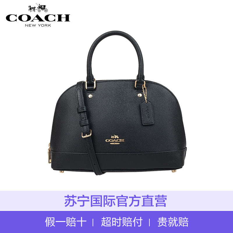 Coach 蔻驰 新款女士小号皮质黑色贝壳单肩包 F27591IMBLK