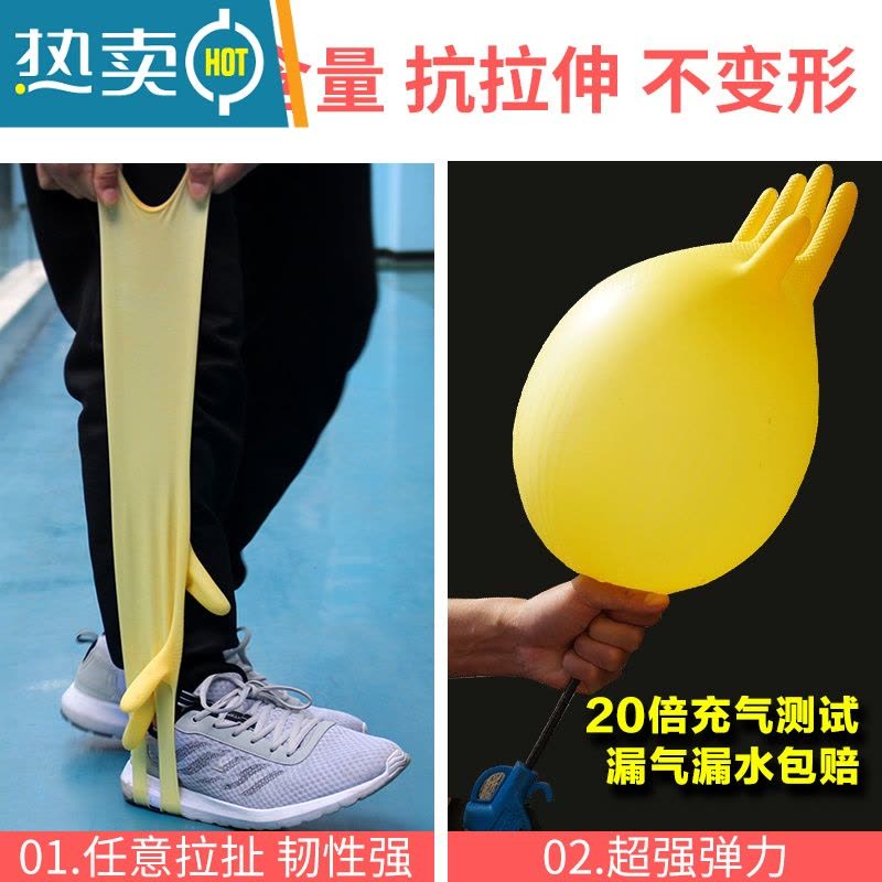 敬平杀鱼专用橡胶防滑防水防刺耐用加厚胶皮牛筋乳胶洗鱼洗碗女胶手套 5双特厚款(黄色款) M图片