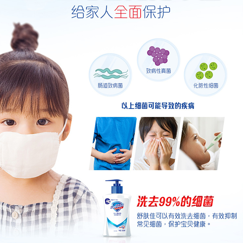 舒肤佳抑菌洗手液 纯白清香450ml 抑菌99.9% 洗去99.9%细菌 勤洗手 新老包装随机发货