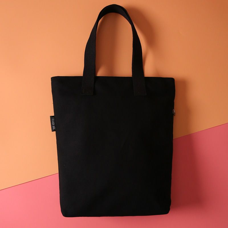 帆布包女学生韩版大容量手提包日系原宿ulzzang文艺单肩大包纯色黑色