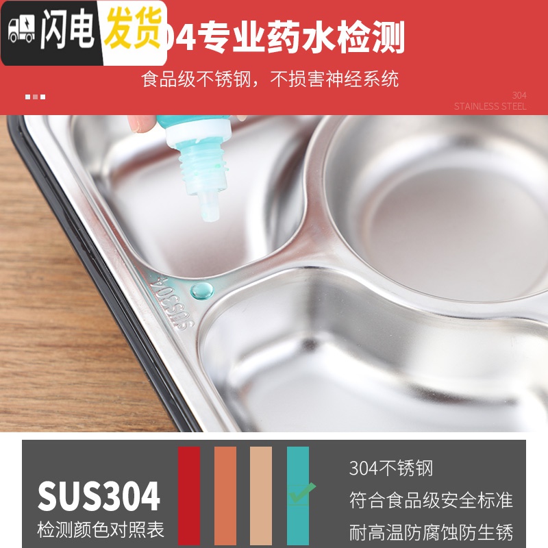 三维工匠304不锈钢饭盒保温便当盒上班族分格大学生餐盘便携带盖成人餐盒 [防溢款]中号4格-北欧粉高清大图