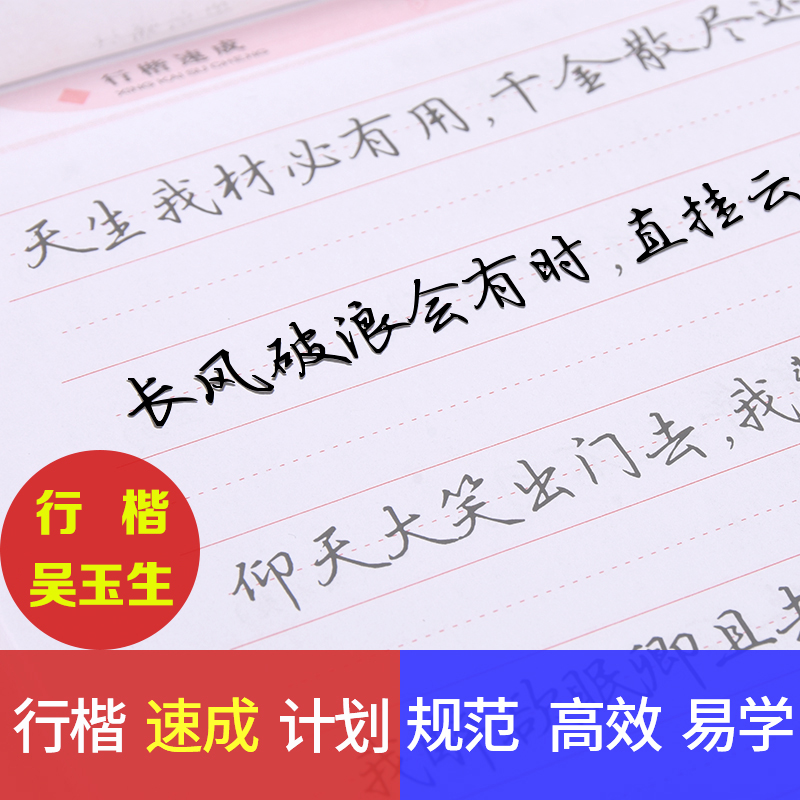 行楷全套4本 [正版]吴玉生行楷速成练字帖练字入门教程笔画偏旁7000常用字 初中高中大学生成人字体漂亮行书钢笔书法硬笔高清大图