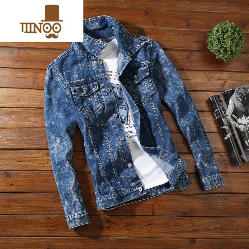 YANXU水洗牛仔夹克男日系ins韩版青少年修身外套潮牌百搭上衣潮图片