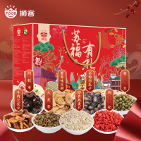 狮客[苏宁自主品牌] 苏福礼盒—狮客1300g 阿胶枣燕麦片兰花豆西瓜子枸杞青豆豆瓣大麦茶