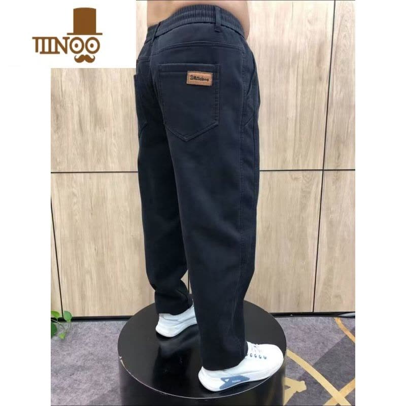 YANXU加肥加大男士牛仔裤夏季宽松弹力百搭直筒裤哈伦耐磨肥佬休闲裤子图片