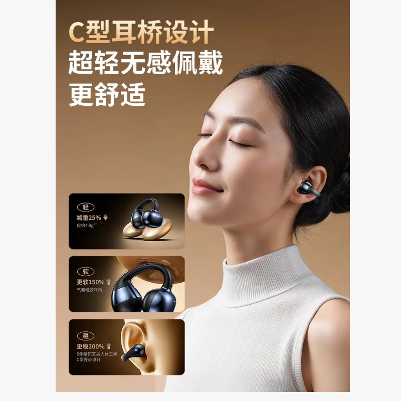 领臣(licheers)蓝牙耳机夹耳式骨开放式无线挂耳AI降噪超长续航高清大图