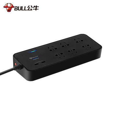 公牛 带USB口 抗电涌插座 过载保护插排/插线板/接线板 6孔3米