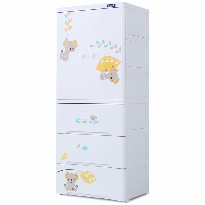 Yeya也雅塑料收纳柜婴儿宝宝衣柜儿童储物柜加厚多层收纳柜无味 6层 3+3带挂衣杆 SG-23A36高清大图
