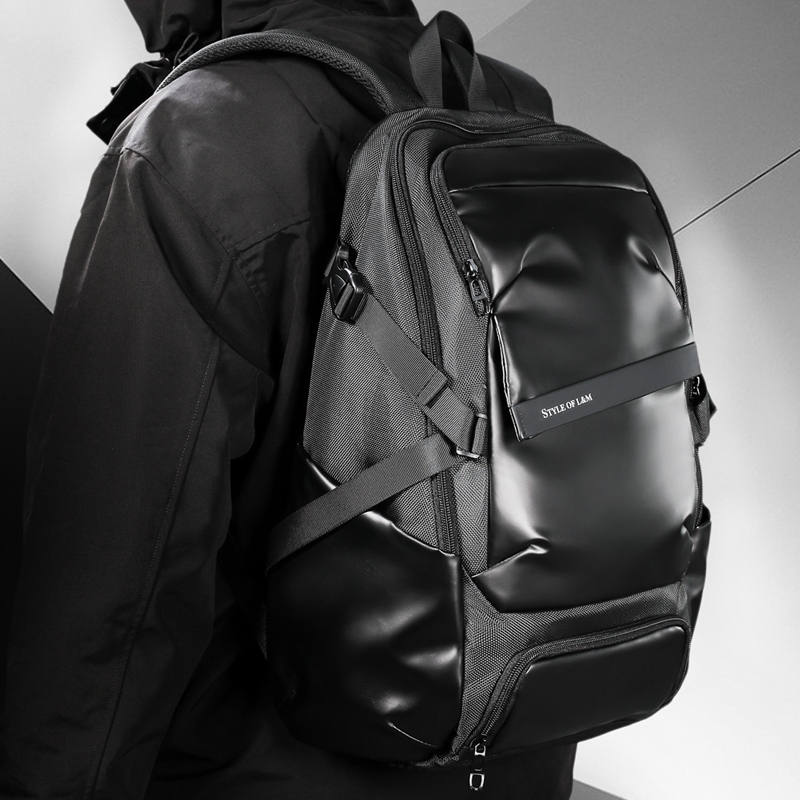 L&M 户外运动双肩包男士商务背包15.6英寸大容量实用休闲旅游旅行包电脑包女韩版中学生书包初中生高中生大学生时尚大气