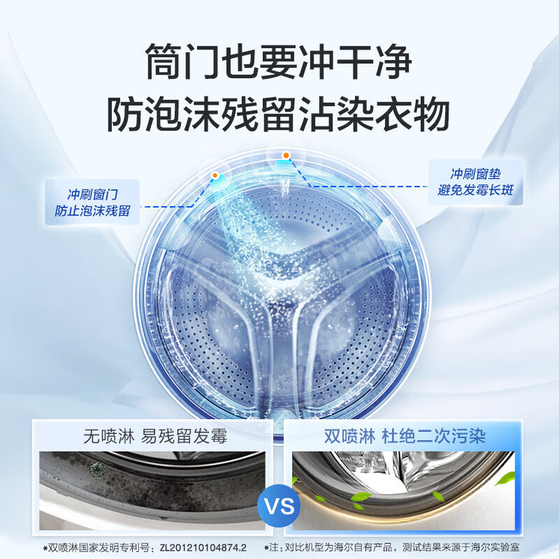 海尔(Haier)滚筒洗衣机全自动 超薄机身 洗烘一体机 10公斤大容量 双喷淋防残留EG100HMATE28S高清大图