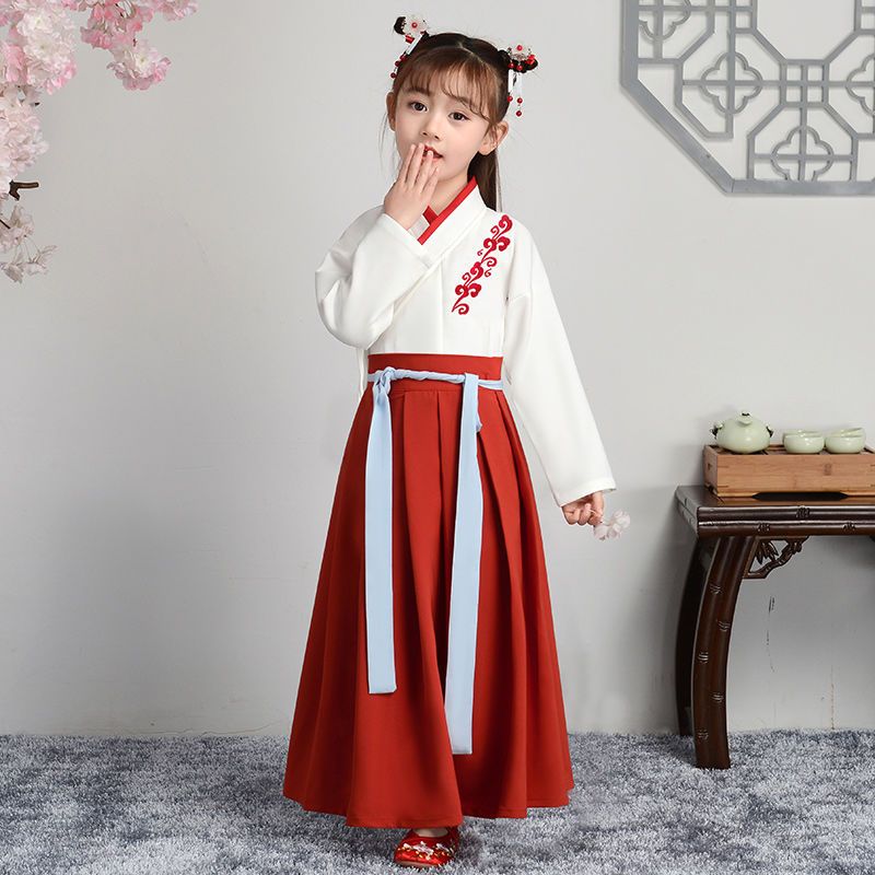 古装衣服女儿童汉服套装小女孩男童春秋长袖汉服舞蹈服元旦表演服男款