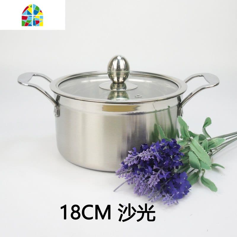 小汤锅不锈钢加厚双耳迷你火锅 燃气电磁炉泡面宝宝辅食锅具奶锅 FENGHOU 光亮18CM图片
