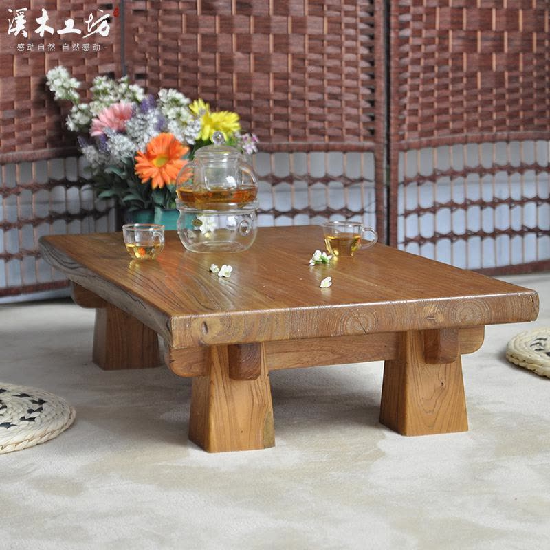 森美人炕桌实木榻榻米小茶几矮桌家用东北炕桌中式炕几飘窗桌老榆木地桌图片