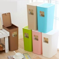 简约卫生间垃圾桶家用办公室创意卧室客厅厨房厕所塑料垃圾筒有盖长方形生活日用清洁用品