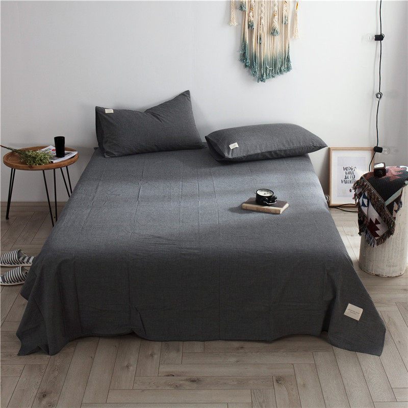 美帮汇水洗棉床单单件全棉1.8m双人床单加厚夏季学生宿舍夏天2.0米被单 低调灰 水洗棉直角床单200cmx230cm（适合1.35/1.5m