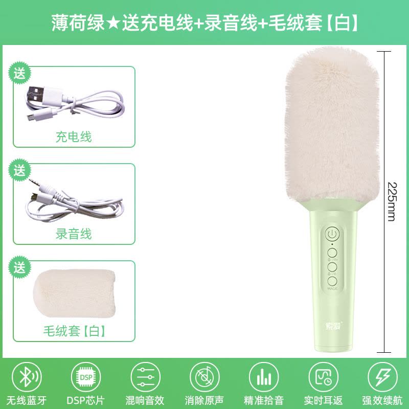 索爱mc8话筒音响一体麦克风手机无线蓝牙适用唱吧全民k歌神器家用唱歌儿童电视家庭ktv卡拉OK专用宝声卡直播[毛绒套装]图片