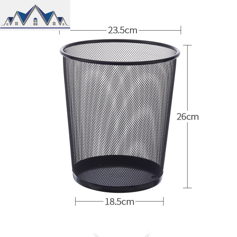 家用办公室垃圾桶厨房客厅卫生间垃圾筒铁丝网加厚无盖纸篓 三维工匠